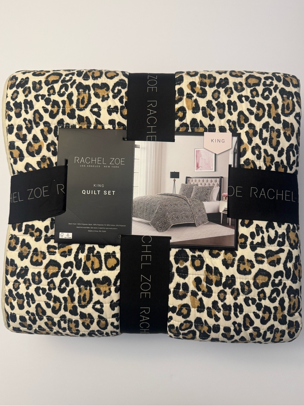 3pc RACHEL ZOE King Cheetah Leopard Animal Print Quilt Set - 106"x92"